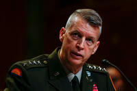 Army Gen. Daniel Hokanson, chief of the National Guard Bureau, testifies before the Senate Appropriations Committee, Subcommittee on Defense (SAC-D), during the National Guard and Reserve posture hearing in the Dirksen Senate Office Building on Capitol Hill in Washington.