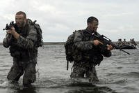 National Guardsmen recon a landing site.