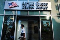A military recruitment center stands in Brooklyn